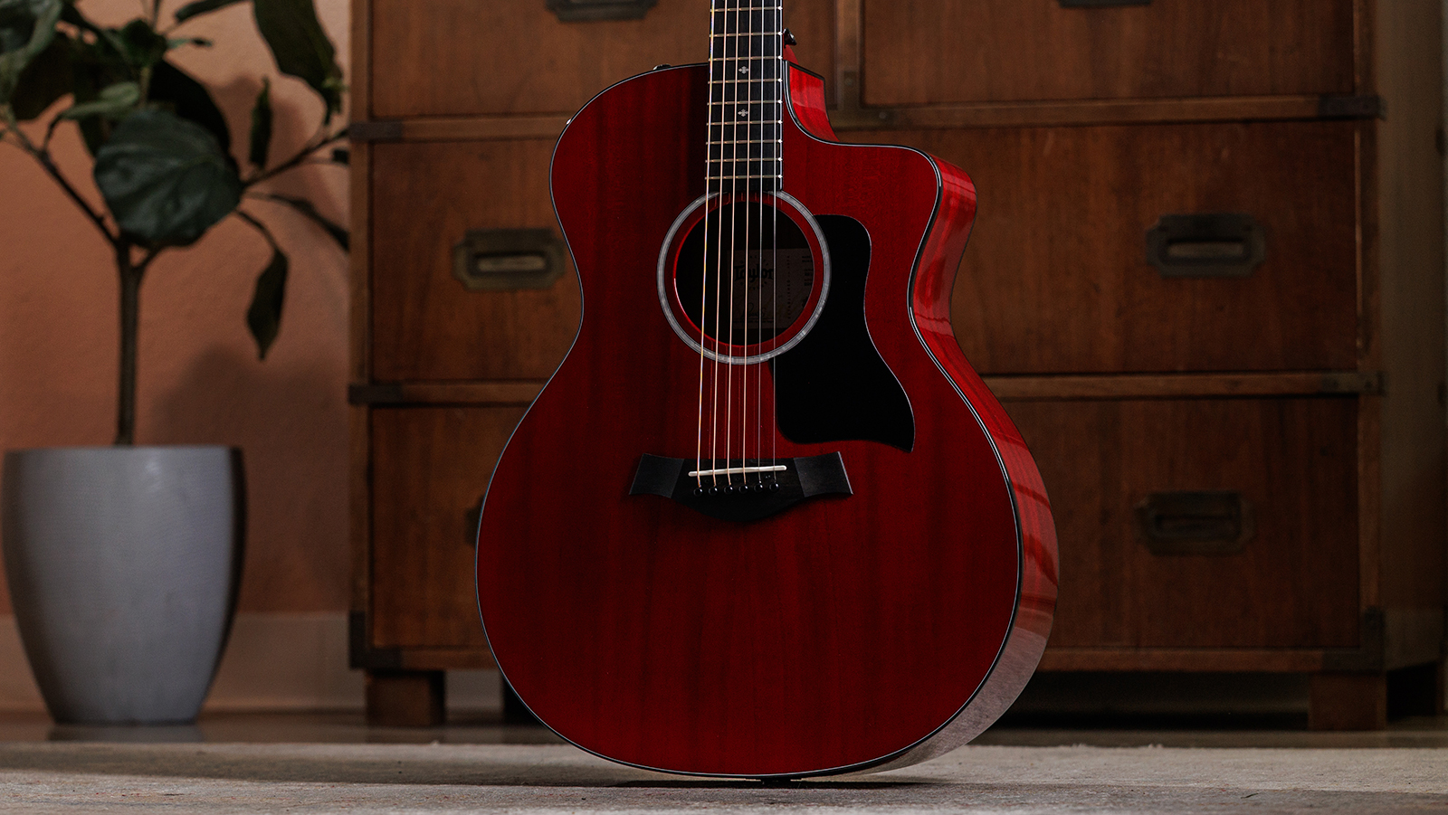 Taylor 224ce Plus Special Edition Grand Auditorium Cw Acajou Sapele Eb Es2 - Trans Red - Folk-Gitarre - Variation 2