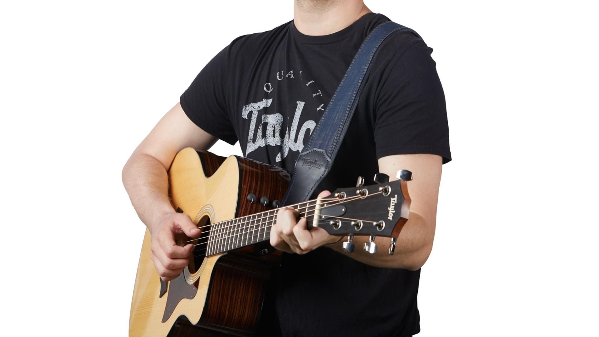 Taylor Blue Denim Guitar Strap 2.5-inc Navy Edge 4300-25 - Gitarrengurt - Variation 4