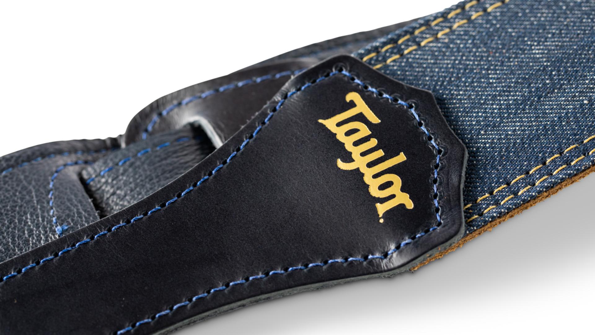 Taylor Blue Denim Guitar Strap 2-inc Gold Logo 4301-20 - Gitarrengurt - Variation 3