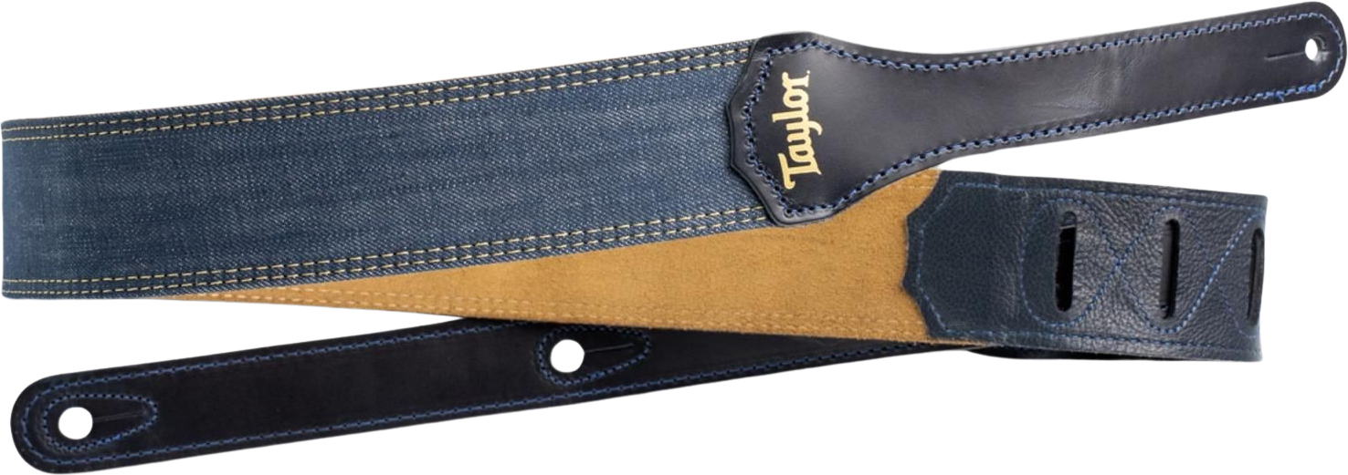 Taylor Blue Denim Guitar Strap 2-inc Gold Logo 4301-20 - Gitarrengurt - Main picture