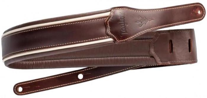 Gitarrengurt Taylor Century 2.5inc. Embroidered Leather Guitar Strap #4108-25 - Cordovan/Cream/Cordovan
