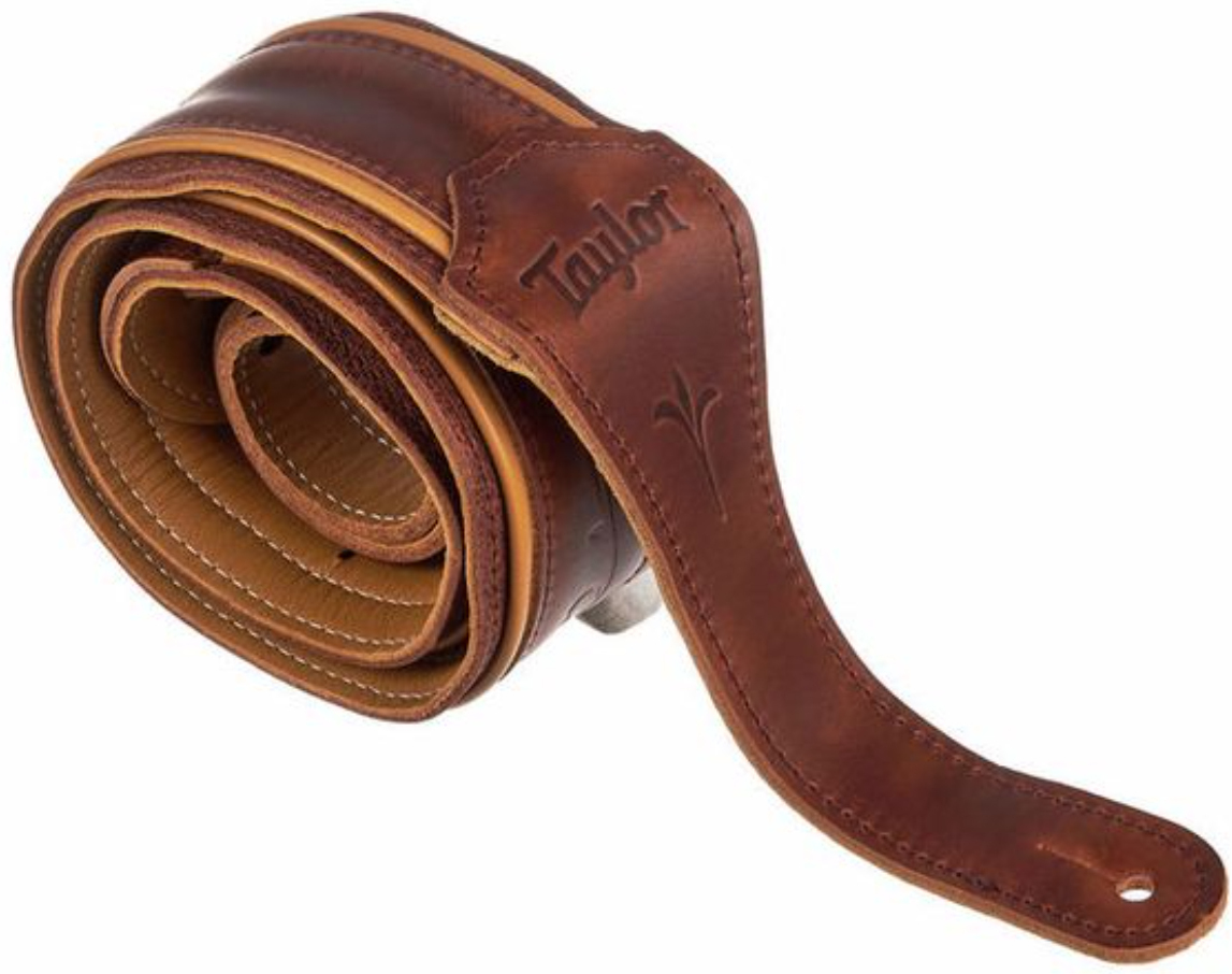 Taylor Spring Vine Strap Med Brown Leather 2.5 Inches Brown Butterscotch Trim - Gitarrengurt - Main picture