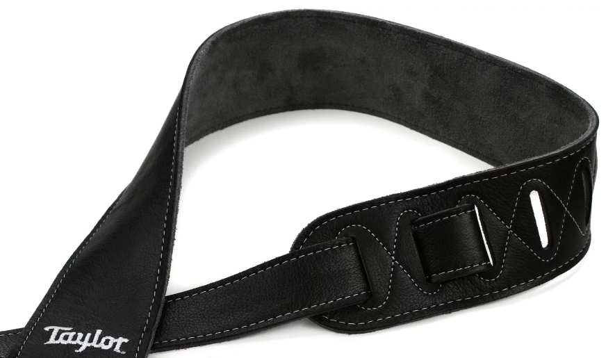 Taylor Strap Black Leather Suede Back 2.5 Inches Black Leather Silver Logo - Gitarrengurt - Variation 1