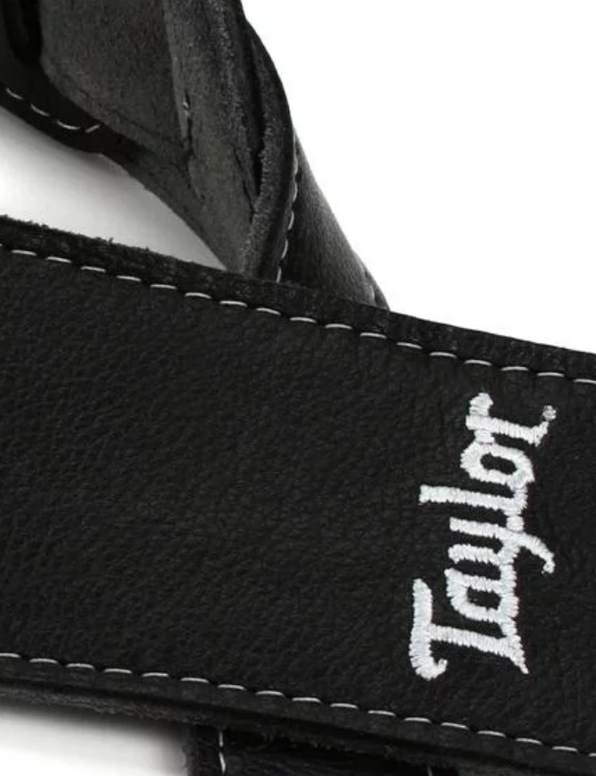 Taylor Strap Black Leather Suede Back 2.5 Inches Black Leather Silver Logo - Gitarrengurt - Variation 2