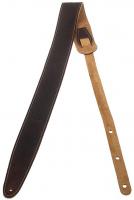 Leather Guitar Strap, Suede Back, 2.5 inch - Chocolate Brown