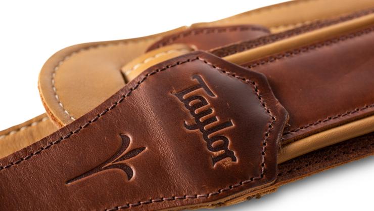 Taylor Spring Vine Strap Med Brown Leather 2.5 Inches Brown Butterscotch Trim - Gitarrengurt - Variation 2