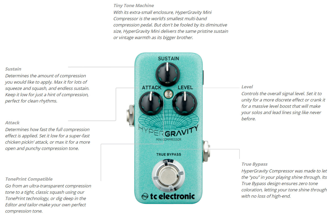 Tc Electronic Hypergravity Mini Compressor - Kompressor/Sustain/Noise gate Effektpedal - Variation 2