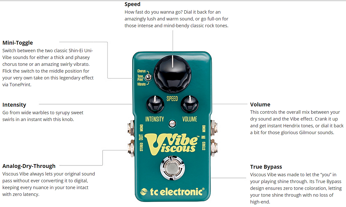 Tc Electronic Viscous Vibe Toneprint Enabled - Modulation/Chorus/Flanger/Phaser & Tremolo Effektpedal - Variation 2