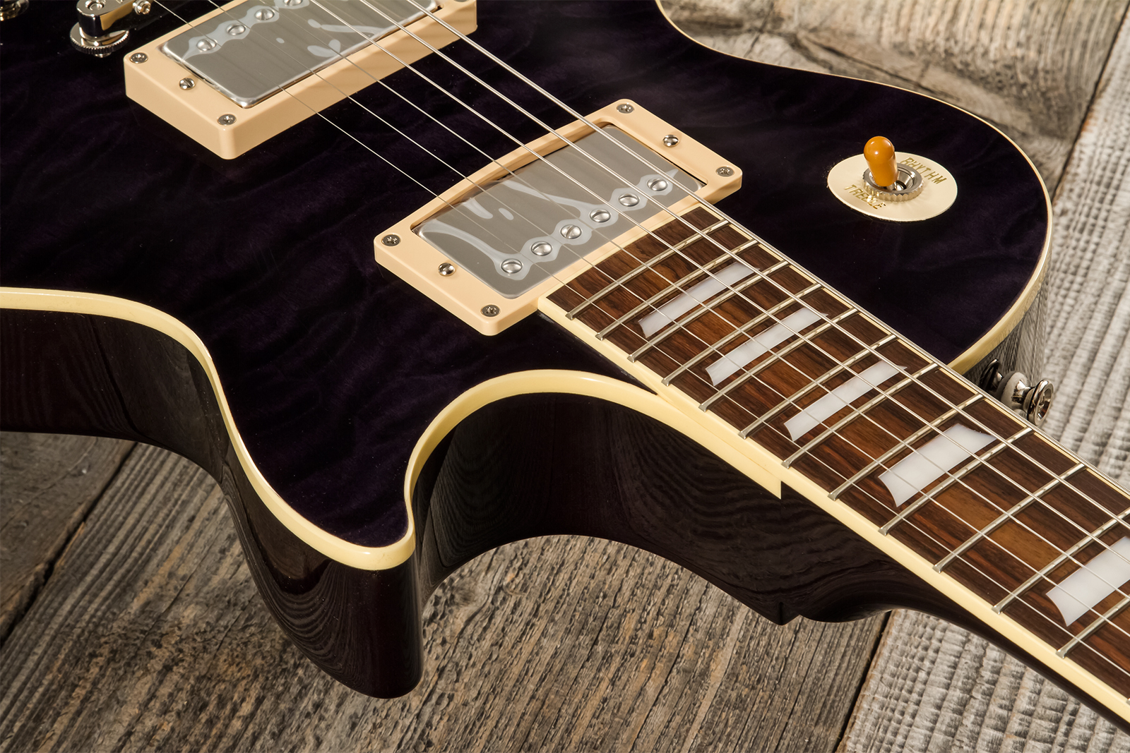 Tokai Love Rock Ls101q Jap 2h Ht Rw #2450033 - See Through Black - Single-Cut-E-Gitarre - Variation 4