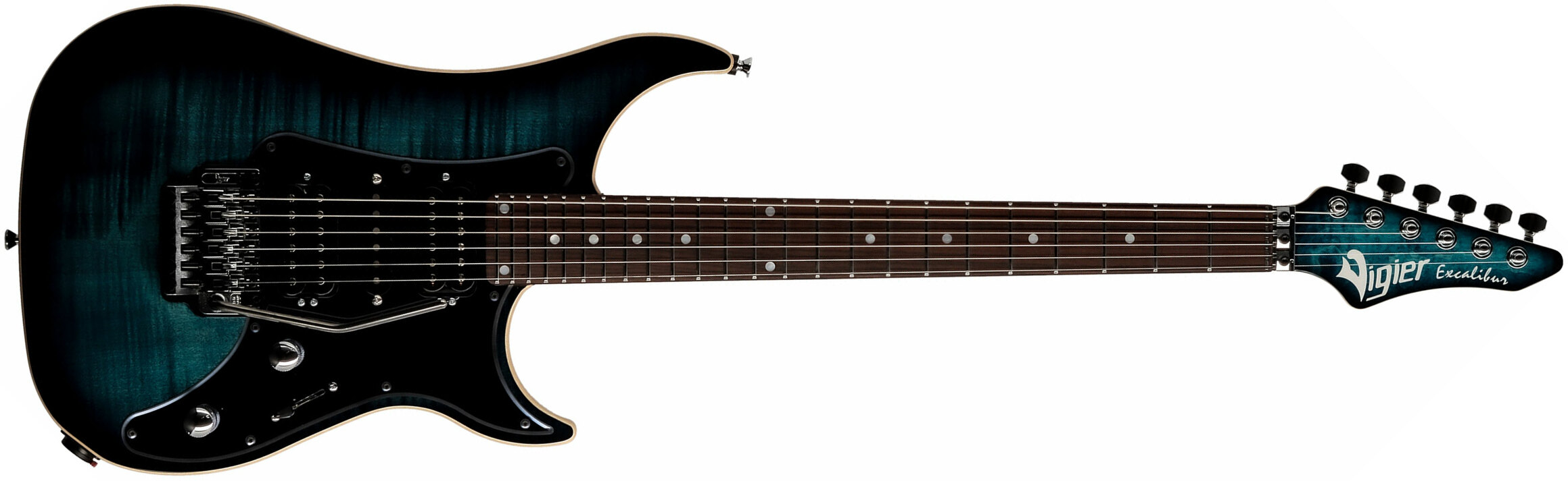 Vigier Excalibur Custom Hsh Fr Rw - Mysterious Blue - E-Gitarre in Str-Form - Main picture