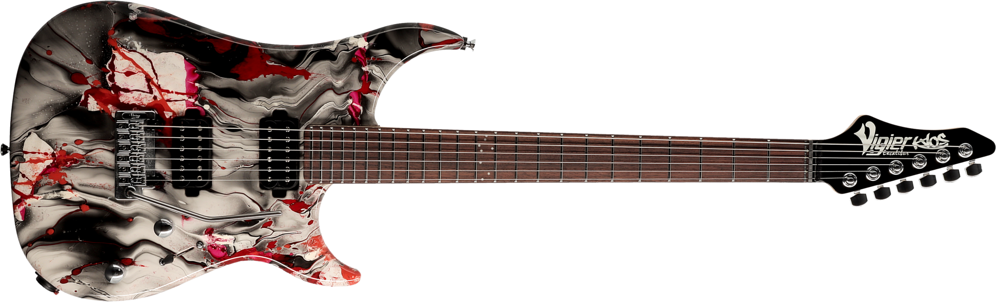 Vigier Excalibur Kaos 2h Trem Rw - Rock Art Chrome Black Red - E-Gitarre in Str-Form - Main picture
