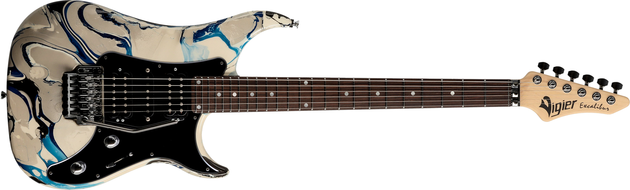 Vigier Excalibur Original Hsh Fr Rw - Rock Art Grey Blue - E-Gitarre in Str-Form - Main picture