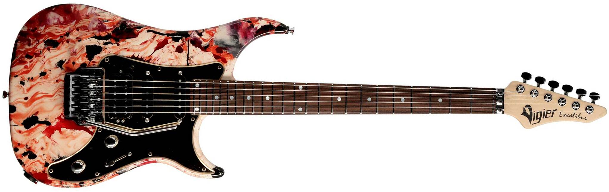 Vigier Excalibur Original Hss Fr Rw - Rock Art White/red/black - E-Gitarre in Str-Form - Main picture