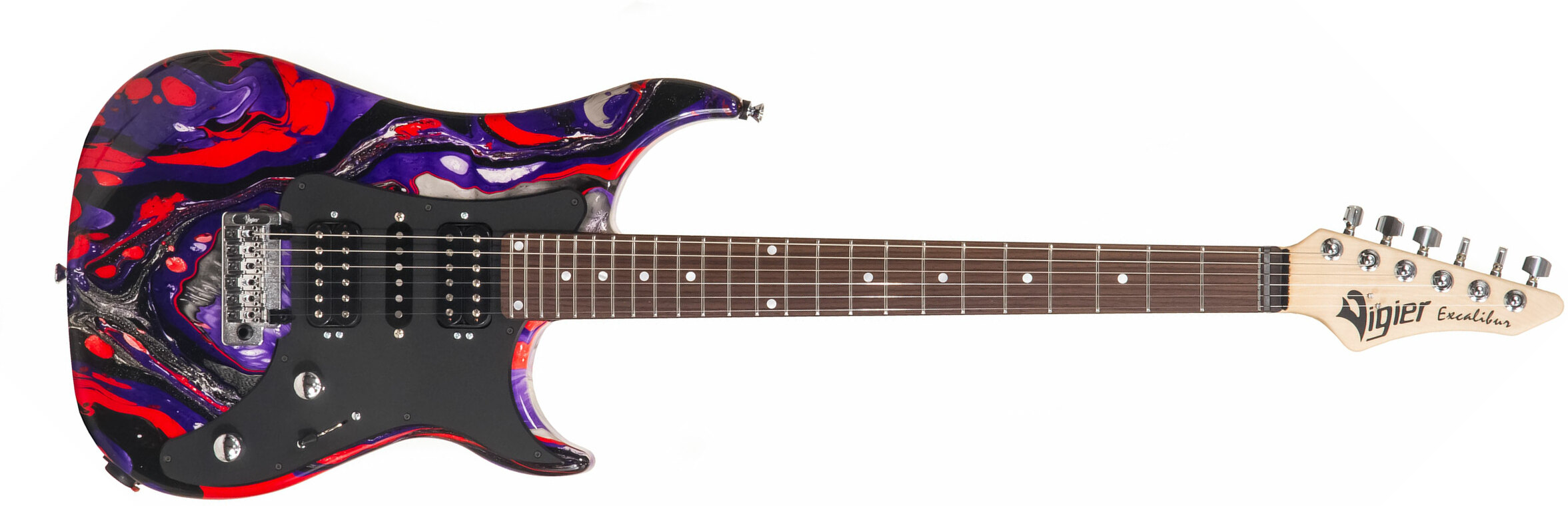 Vigier Excalibur Supraa Hsh Trem Rw - Rock Art Purple Red Black - E-Gitarre in Str-Form - Main picture
