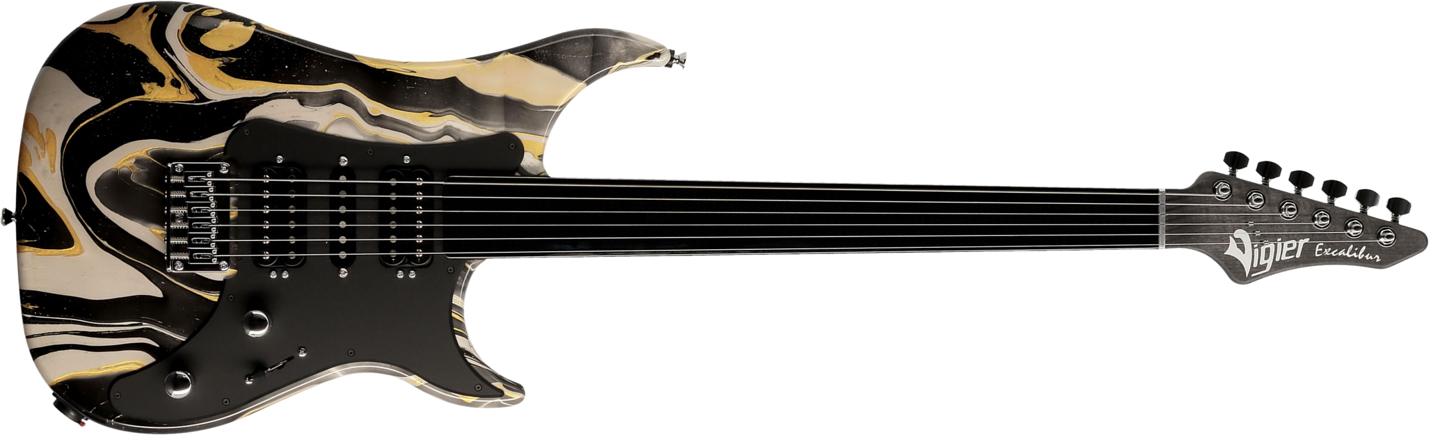 Vigier Excalibur Surfreter Supra Hsh Ht Ime - Rock Art Yellow White Black - E-Gitarre in Str-Form - Main picture