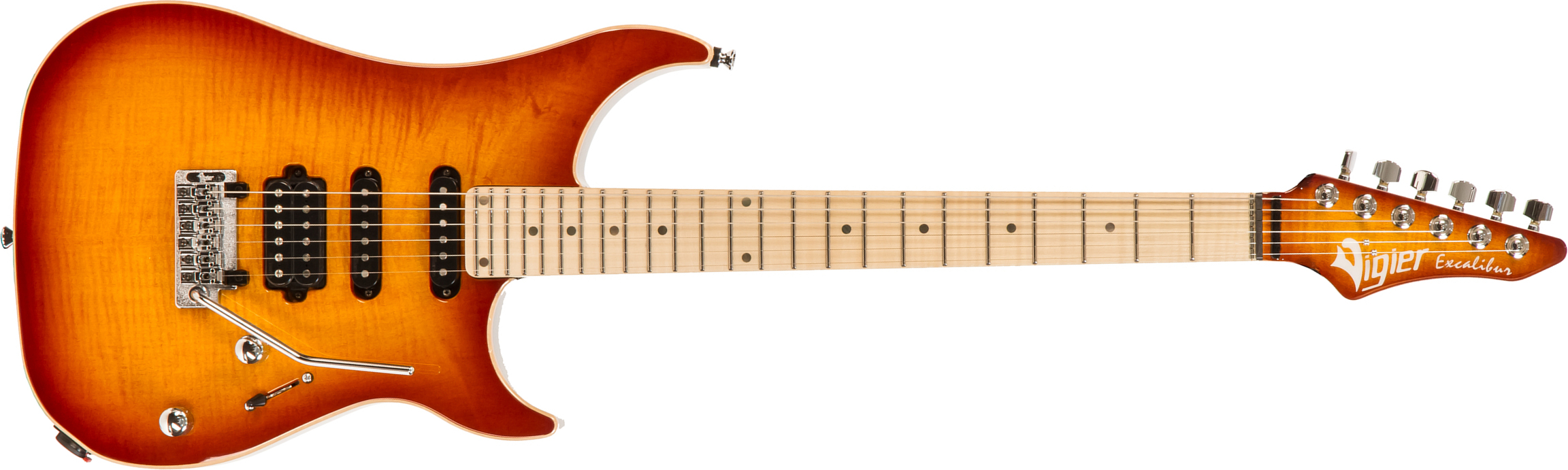 Vigier Excalibur Ultra Blues Hss Trem Mn - Amber - Double Cut E-Gitarre - Main picture