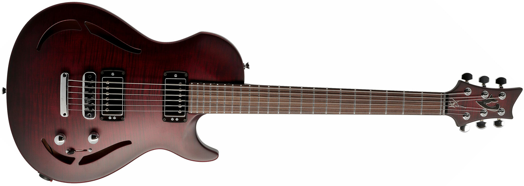 Vigier G.v. Wood Hollow 2h Ht Rw - Burgundy Fade Matte - Semi-Hollow E-Gitarre - Main picture