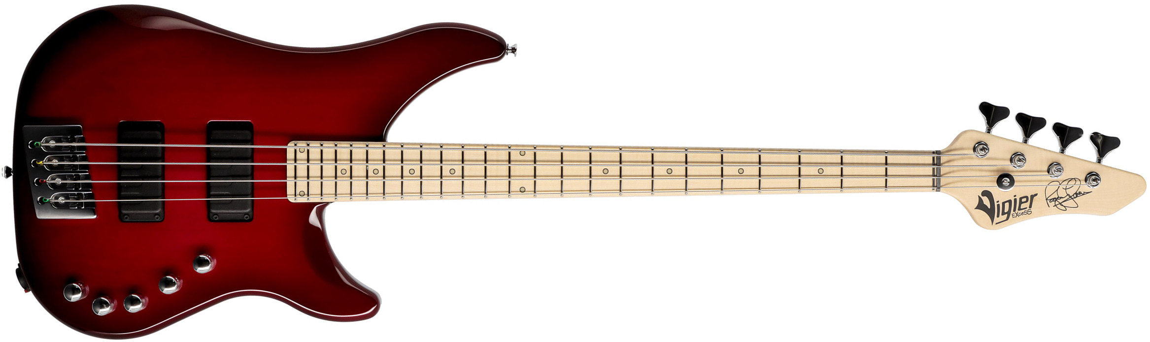 Vigier Roger Glover Excess Original Signature Active Mn - Clear Red - Solidbody E-bass - Main picture