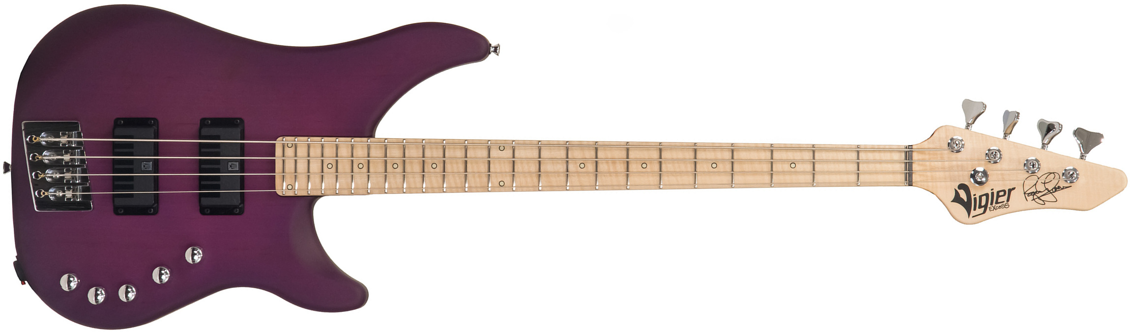 Vigier Roger Glover Excess Original Signature Active Rw - Clear Purple - Solidbody E-bass - Main picture