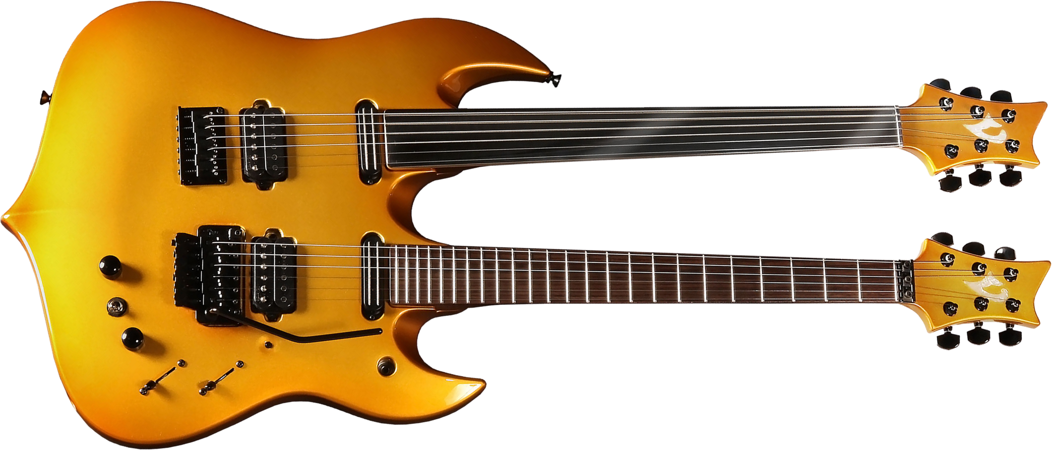 Vigier Ron Thal Double B Foot Signature Hsh Trem Rw/ime - Gold - Doppelhals E-Gitarre - Main picture