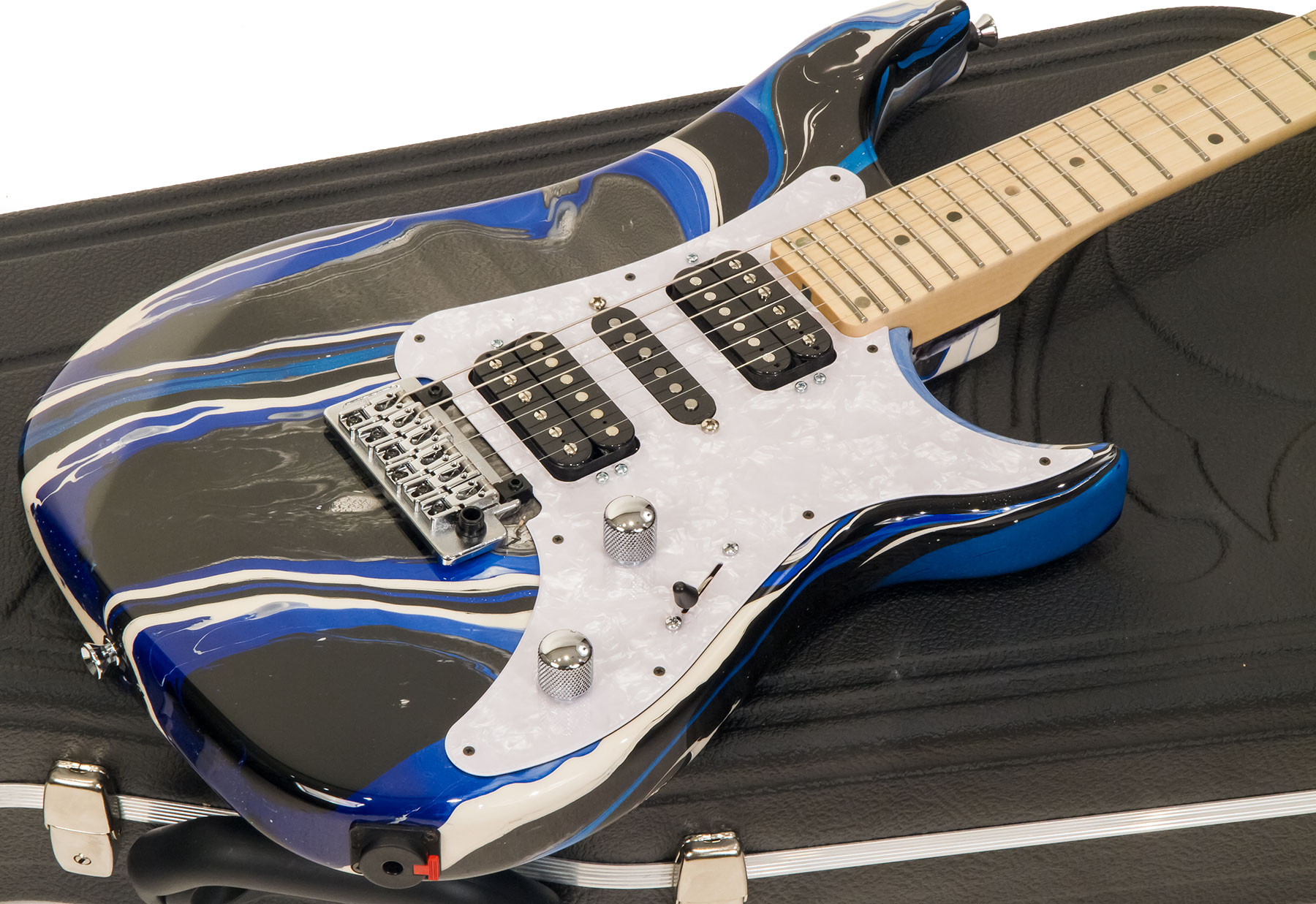 Vigier Excalibur Supraa Hsh Trem Mn - Rock Art Blue White Black - Double Cut E-Gitarre - Variation 1