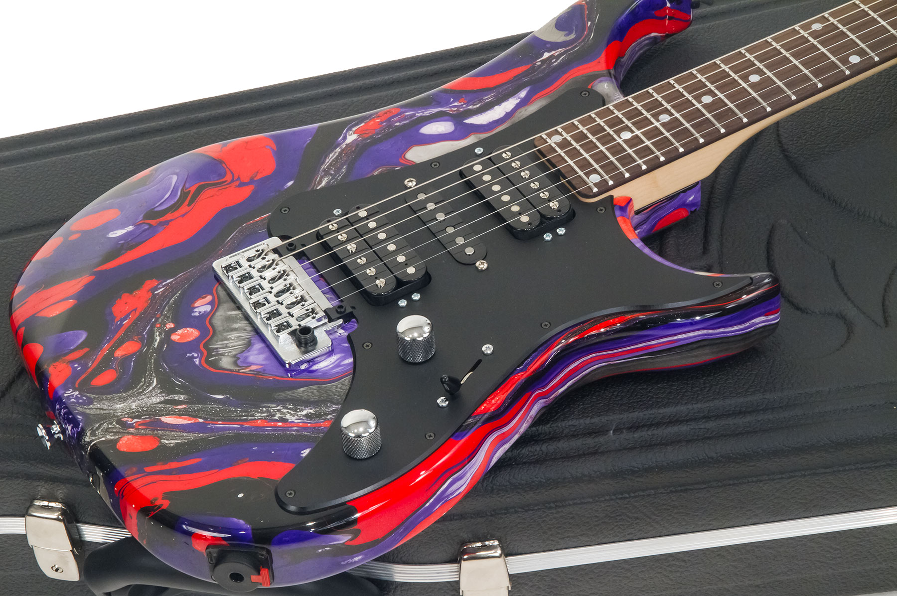 Vigier Excalibur Supraa Hsh Trem Rw - Rock Art Purple Red Black - E-Gitarre in Str-Form - Variation 1