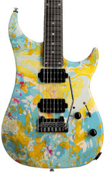 E-gitarre in str-form Vigier                         Excalibur Thirteen (MN) - Rock art yellow blue white