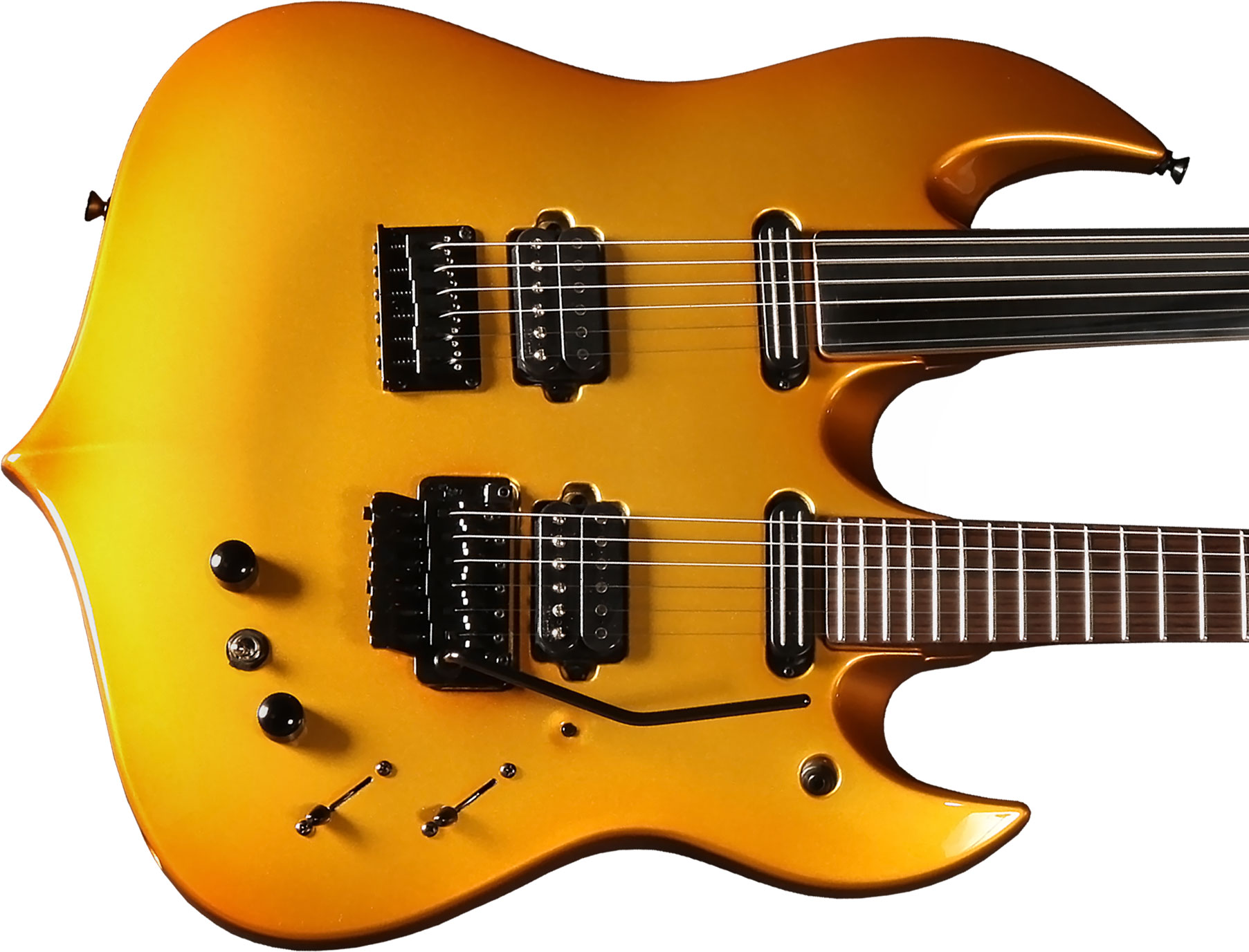 Vigier Ron Thal Double B Foot Signature Hsh Trem Rw/ime - Gold - Doppelhals E-Gitarre - Variation 1