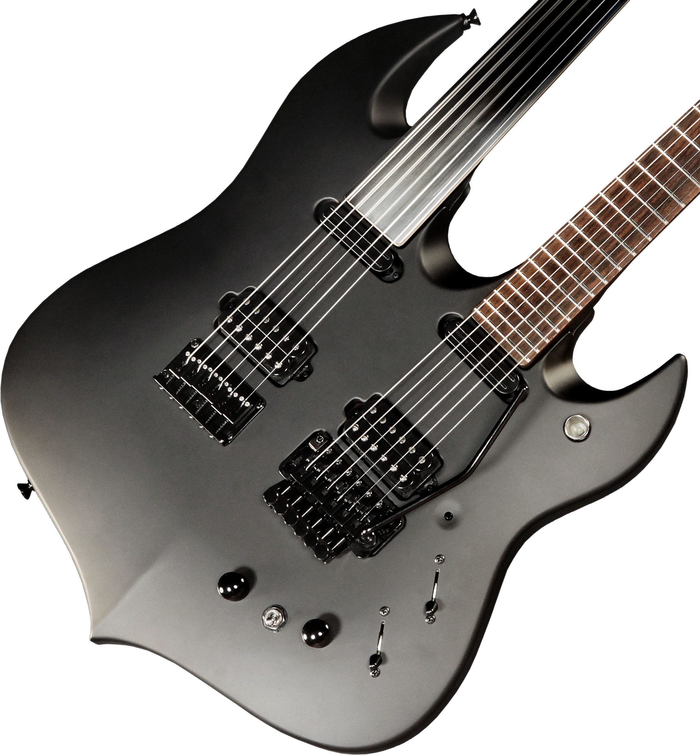 Vigier Ron Thal Double B Foot Signature Hsh Trem Rw/ime - Black Matte - Doppelhals E-Gitarre - Variation 1