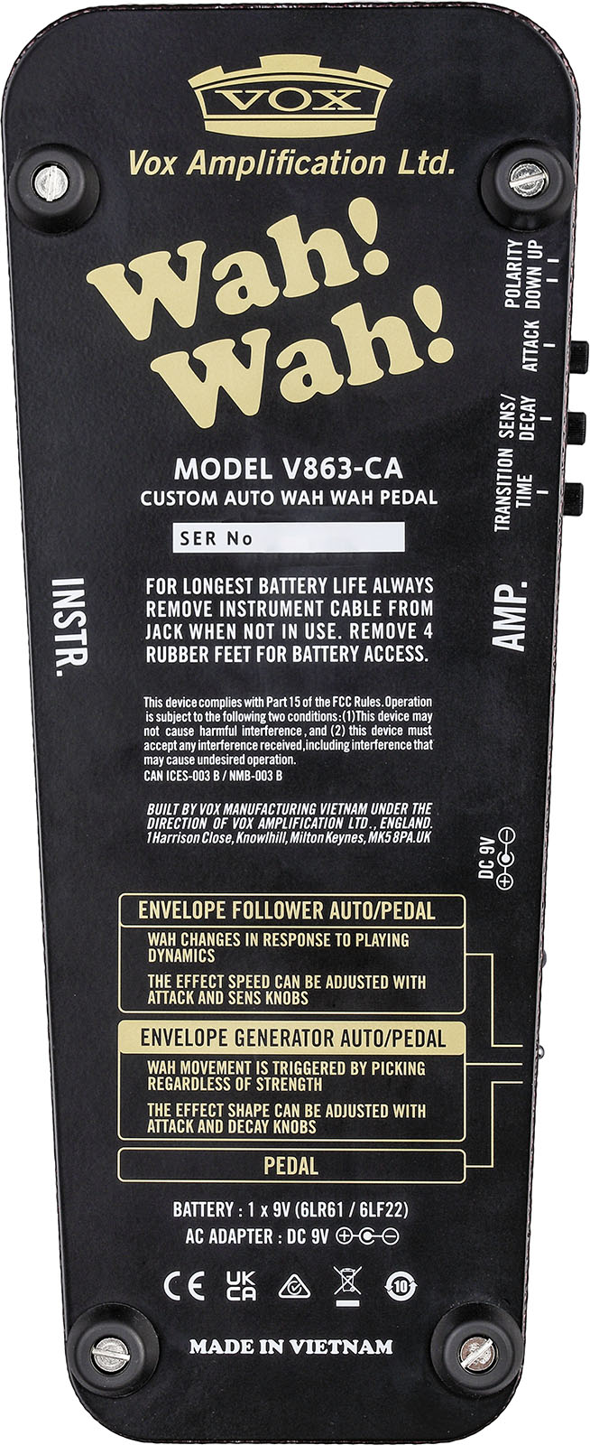 Vox V863-ca Custom Auto Wah Pedal - Wah/Filter Effektpedal - Variation 4