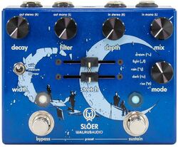 Reverb/delay/echo effektpedal Walrus Slöer Stereo Reverb Blue