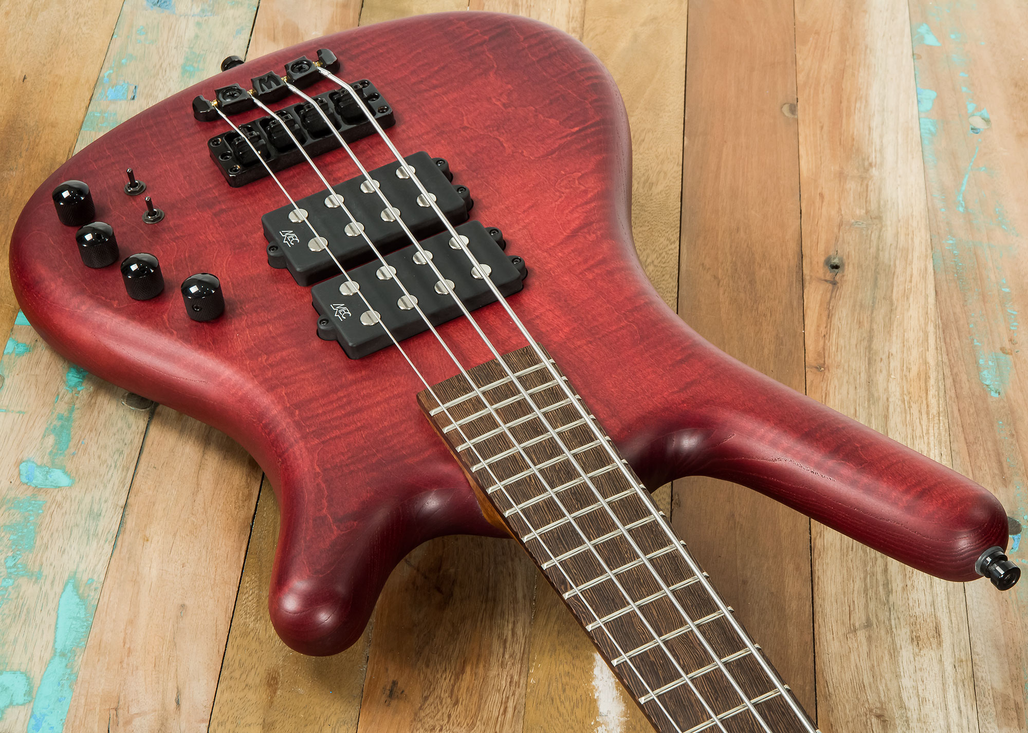 Warwick Corvette $$ 4c Pro Gps Maple Top Ltd All Active Wen - Burgundy Red Transparent Satin - Solidbody E-bass - Variation 2