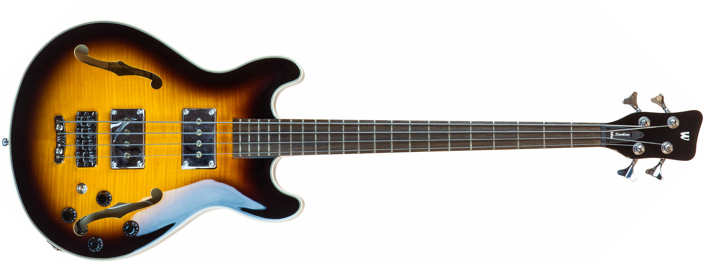 Warwick Star Bass Set Neck Flame Maple Rockbass Wen +housse - Vintage Sunburst - Halbakustiche Bass - Main picture