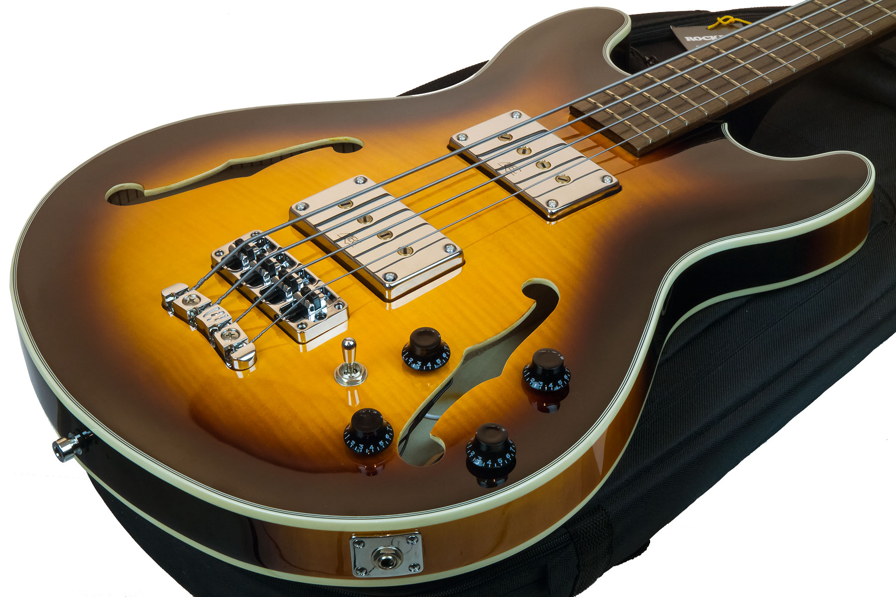 Warwick Star Bass Set Neck Flame Maple Rockbass Wen +housse - Vintage Sunburst - Halbakustiche Bass - Variation 1