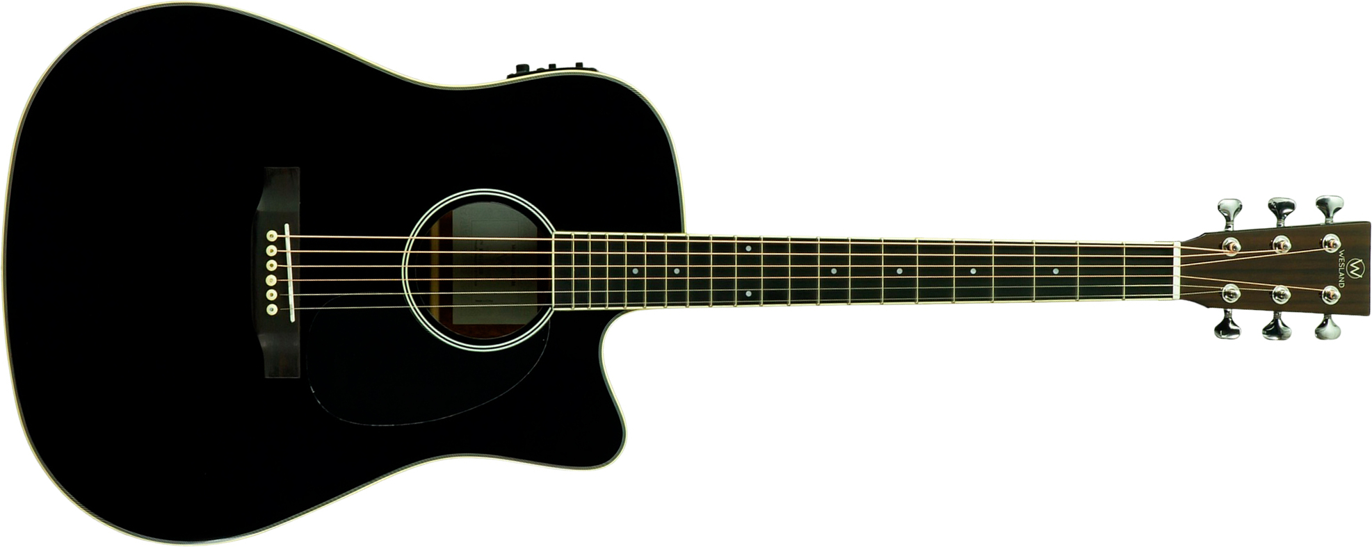 Wesland Dr300-ce-bk Dreadnought Cw Epicea Acajou Rw - Black - Folk-Gitarre - Main picture