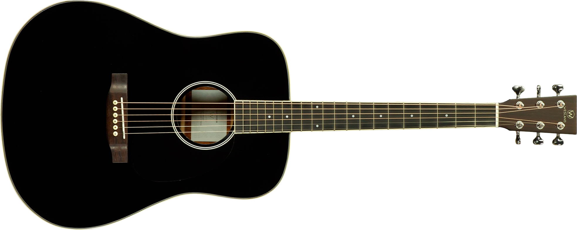 Wesland Dr300-ce-bk Dreadnought Epicea Acajou Rw - Black - Folk-Gitarre - Main picture