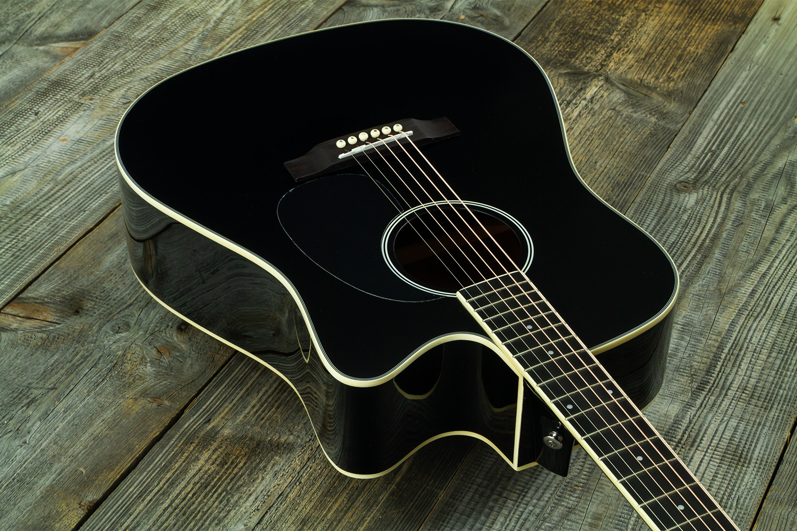 Wesland Dr300-ce-bk Dreadnought Cw Epicea Acajou Rw - Black - Folk-Gitarre - Variation 2
