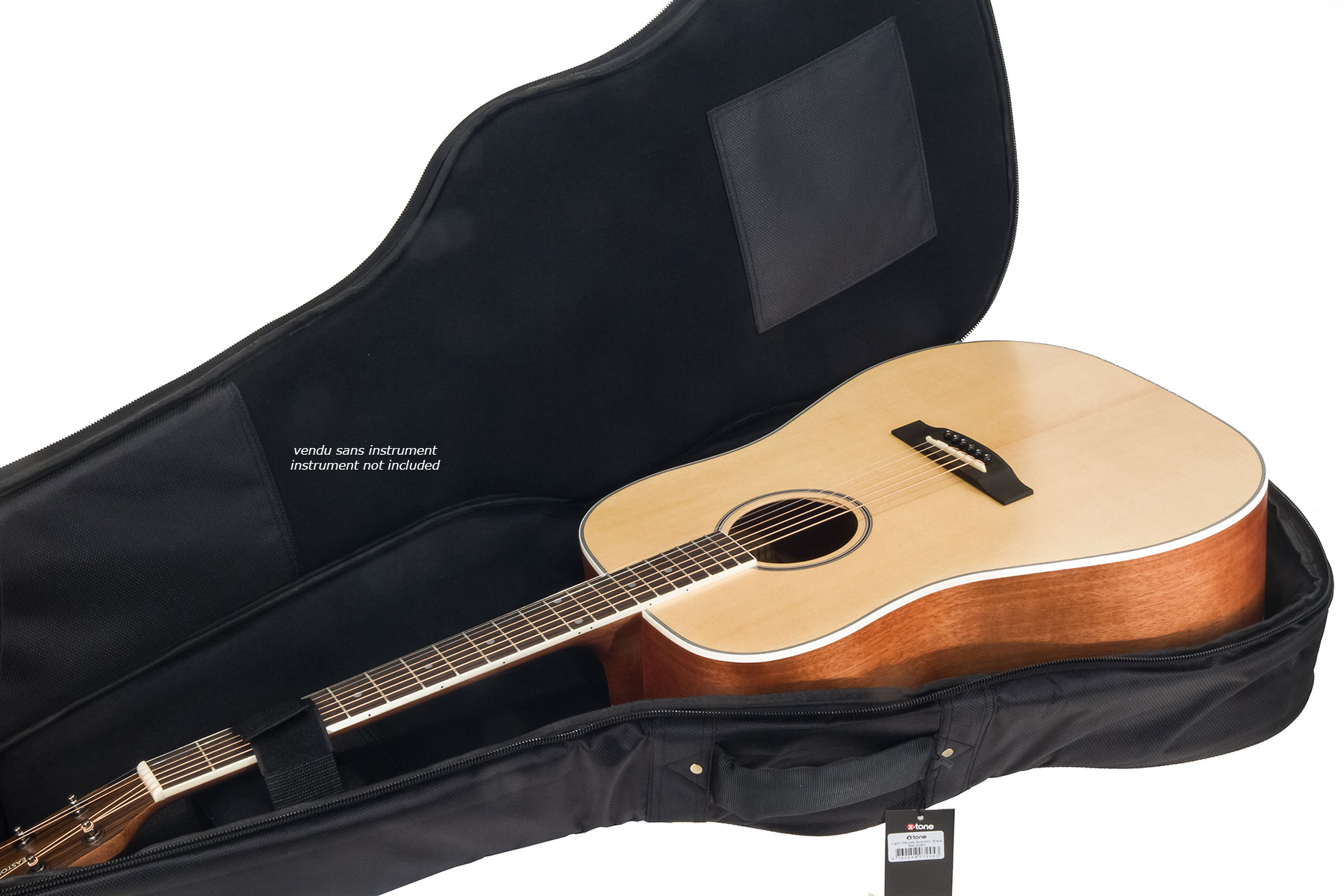 X-tone 2020 Fol-bk Light Deluxe Acoustic Dreadnought Guitar Bag Black (2080) - Westerngitarretasche - Variation 5