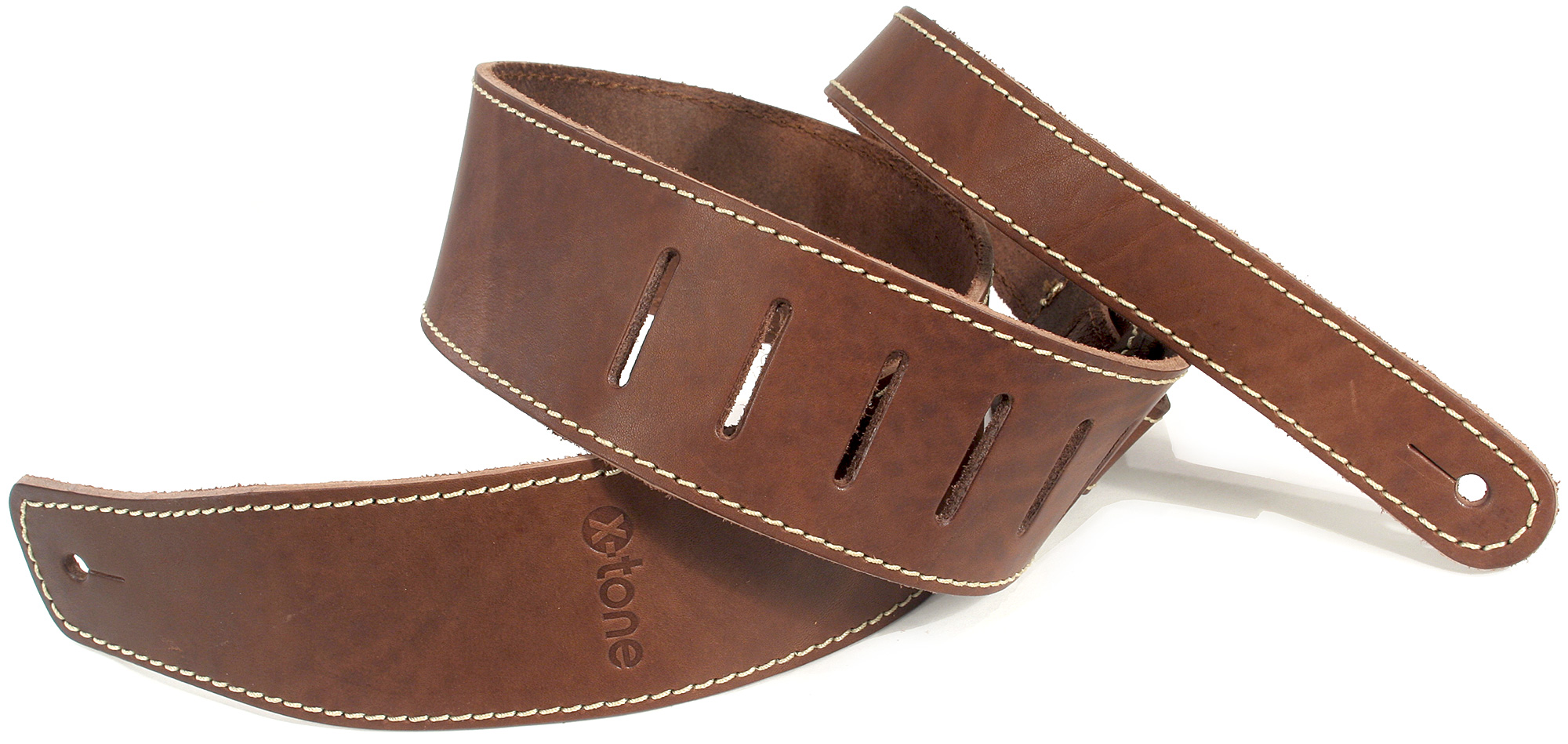 X-tone Xg 3151 Classic Leather Guitar Strap Cuir 6.5cm Brown - Gitarrengurt - Variation 1