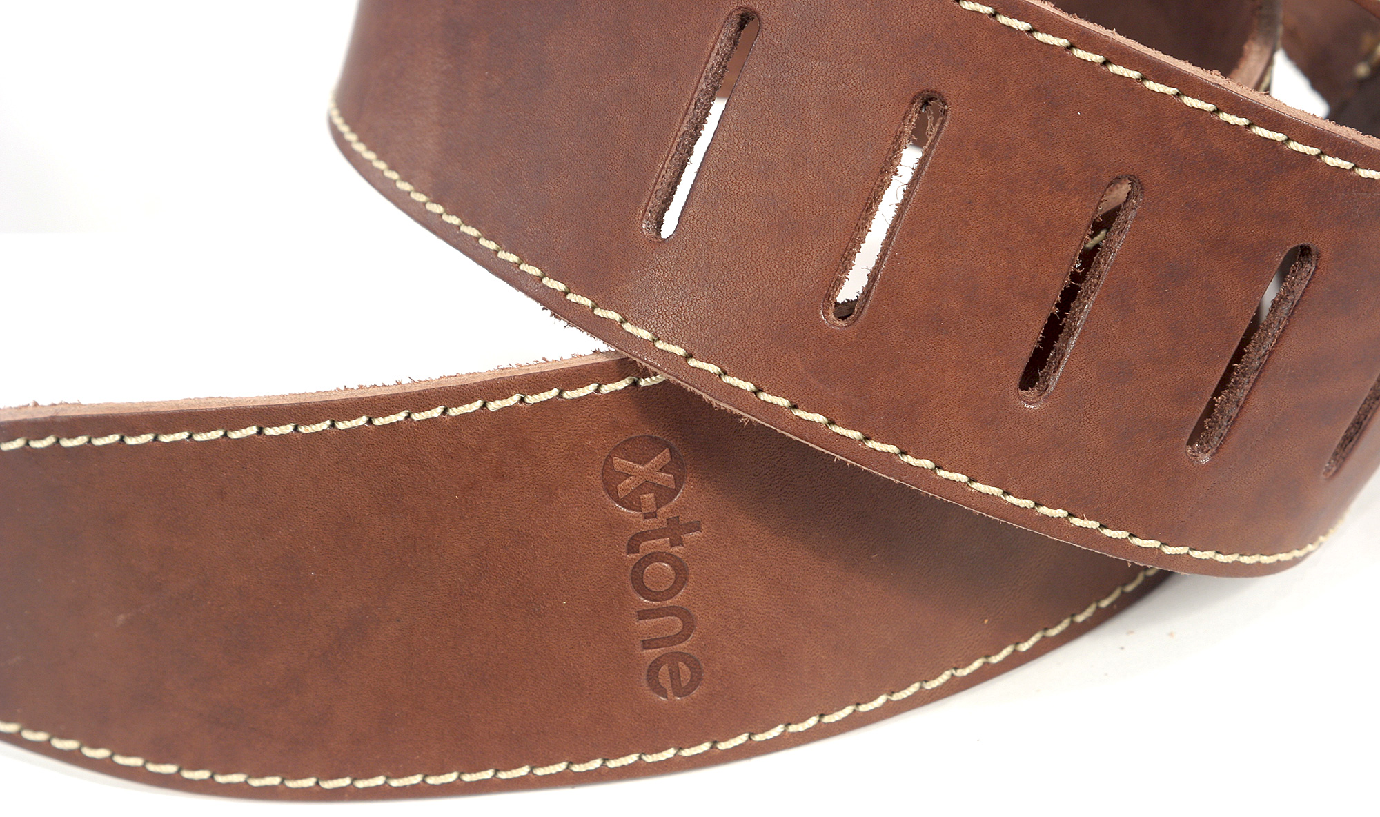 X-tone Xg 3151 Classic Leather Guitar Strap Cuir 6.5cm Brown - Gitarrengurt - Variation 3