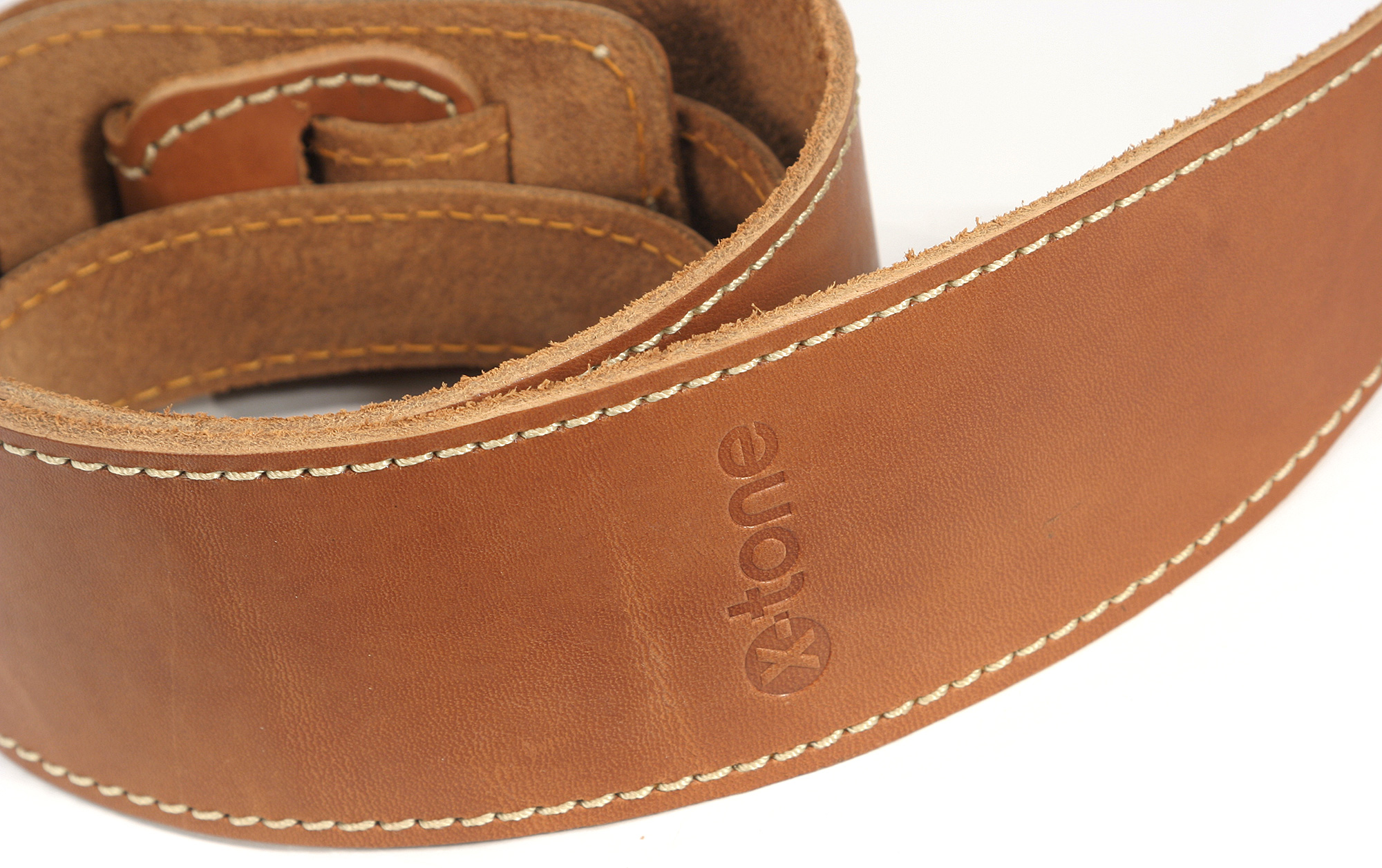 X-tone Xg 3150 Classic Leather Guitar Strap Cuir 6.5cm Brownstone Caramel - Gitarrengurt - Variation 2