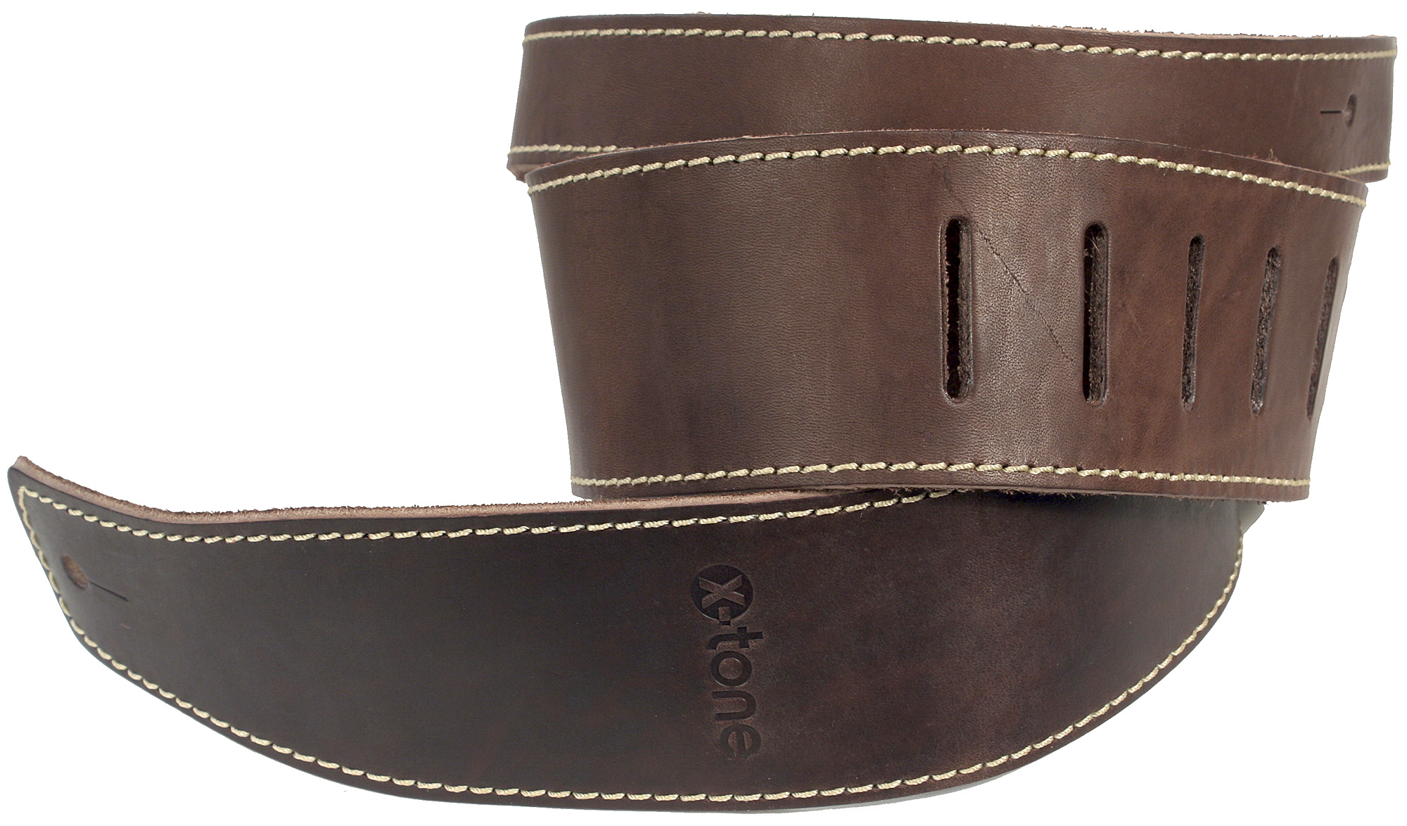 X-tone Xg 3152 Classic Leather Guitar Strap Cuir 6.5cm Dark Brown - Gitarrengurt - Variation 1