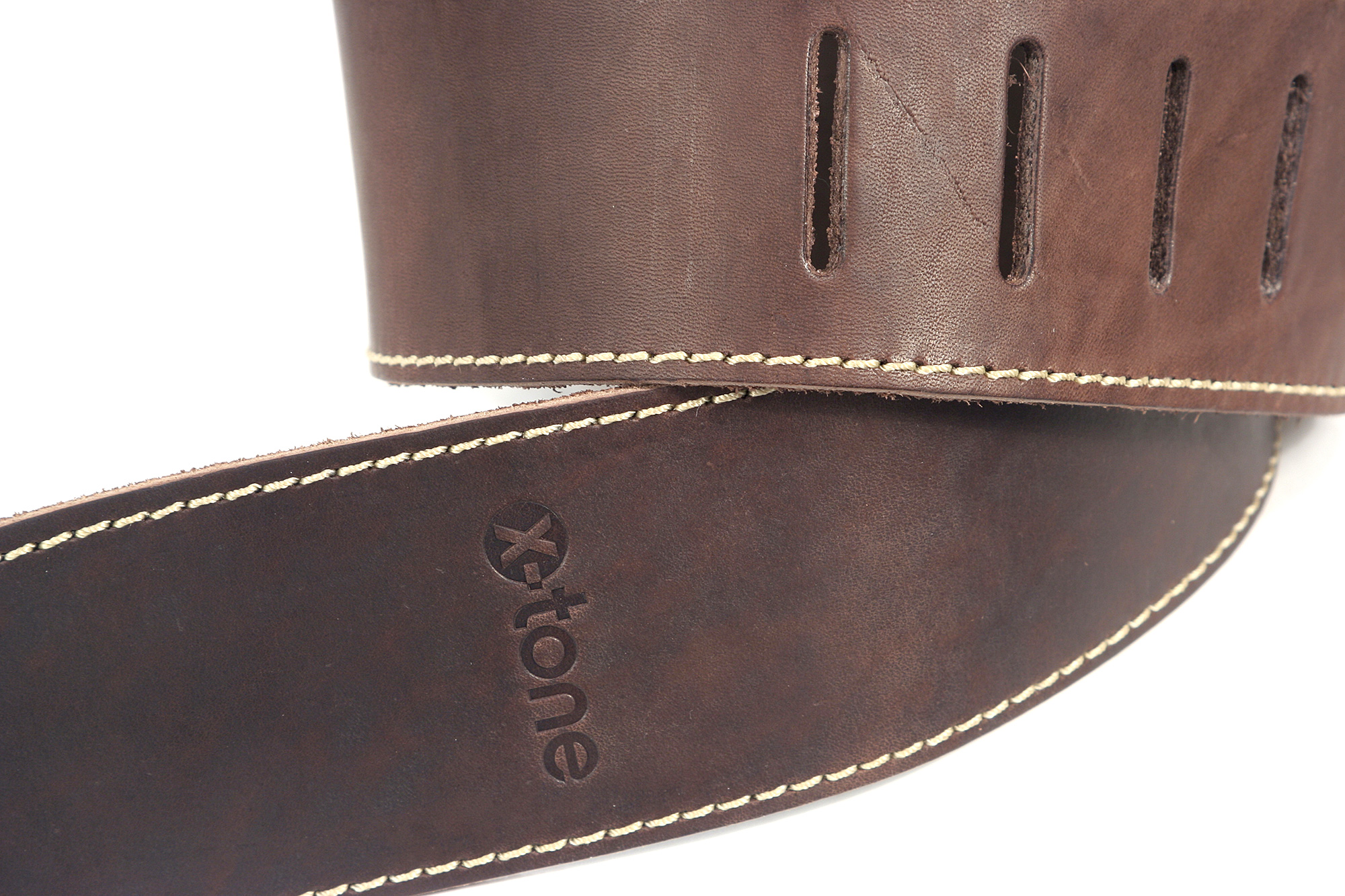 X-tone Xg 3152 Classic Leather Guitar Strap Cuir 6.5cm Dark Brown - Gitarrengurt - Variation 3