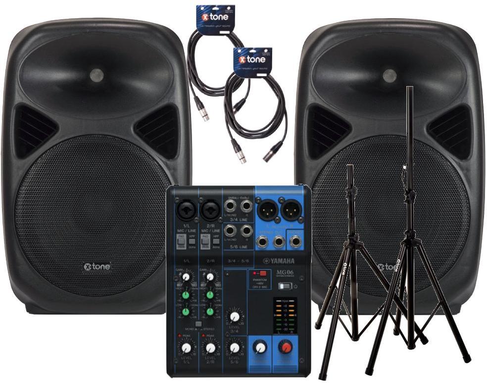 Komplettes pa system set X-tone 2 x SMA-12 + MG06 + XH 6310+ Sac + 2x  X1003-Xlr-xlr 6m