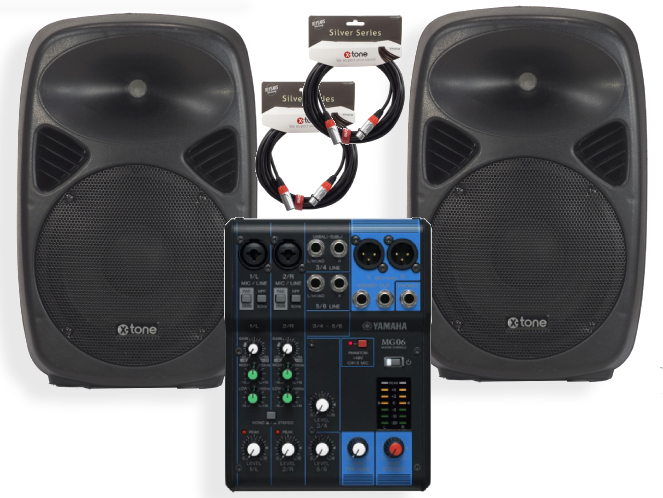 X-tone Sma 8 + Yamaha Mg06 + Xlr Xlr 6m Silver X-tone - Komplettes PA System Set - Main picture