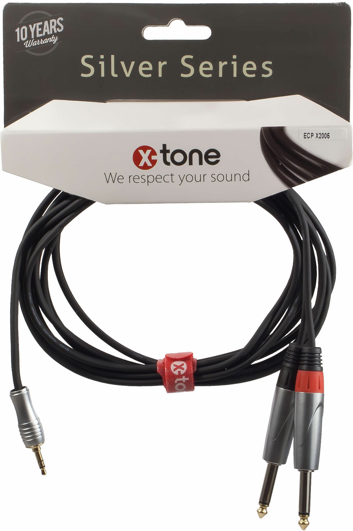 X-tone X2005-1.5m - Jack(m) 3,5 Stereo / 2 Jack(m) 6,35 Mono Silver Series - Kabel - Main picture