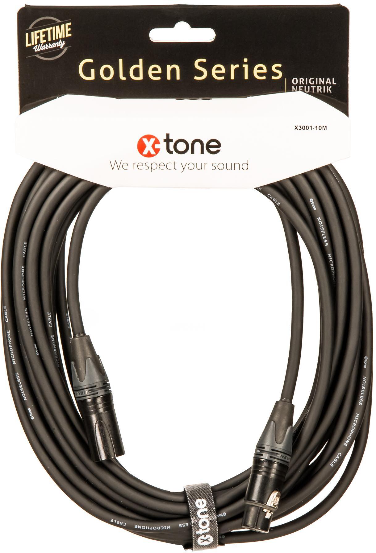 Kabel X-tone X3001-10M - XLR(M) / XLR(F) Golden Series