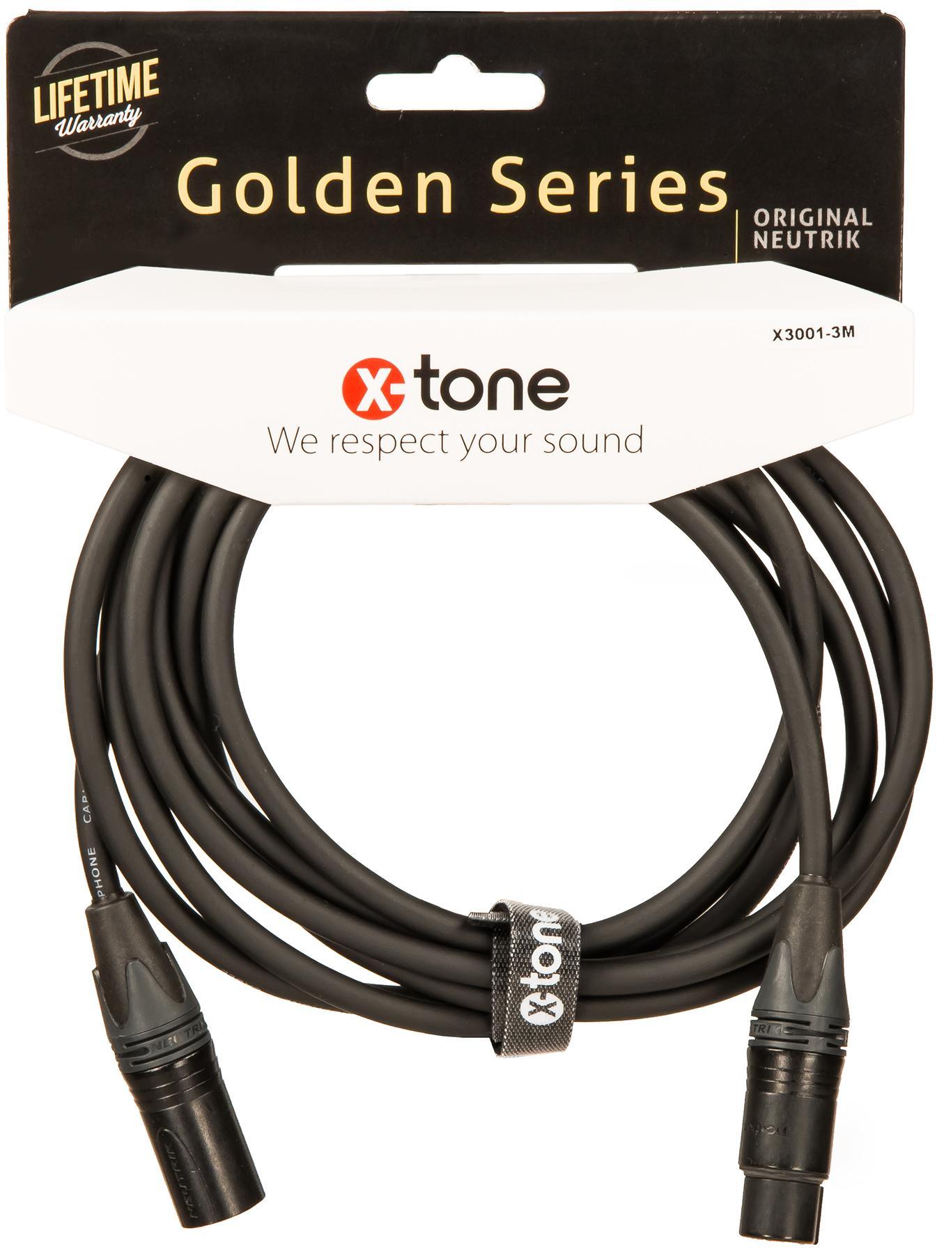 Kabel X-tone X3001-3M - XLR(M) / XLR(F) Golden Series