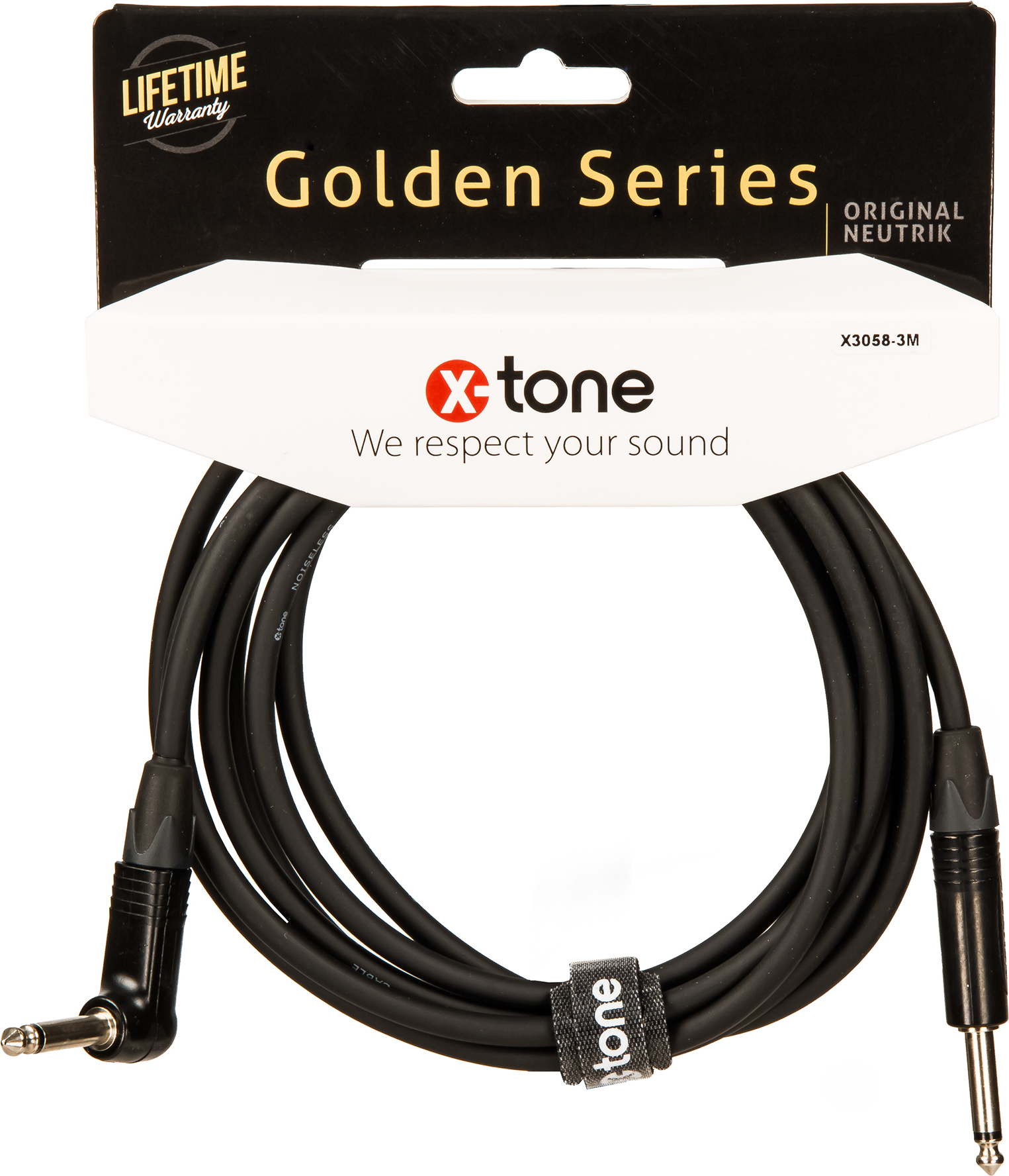 X-tone X3058-3m Instrument Cable Golden Neutrik Droit/coude 3m - Kabel - Main picture