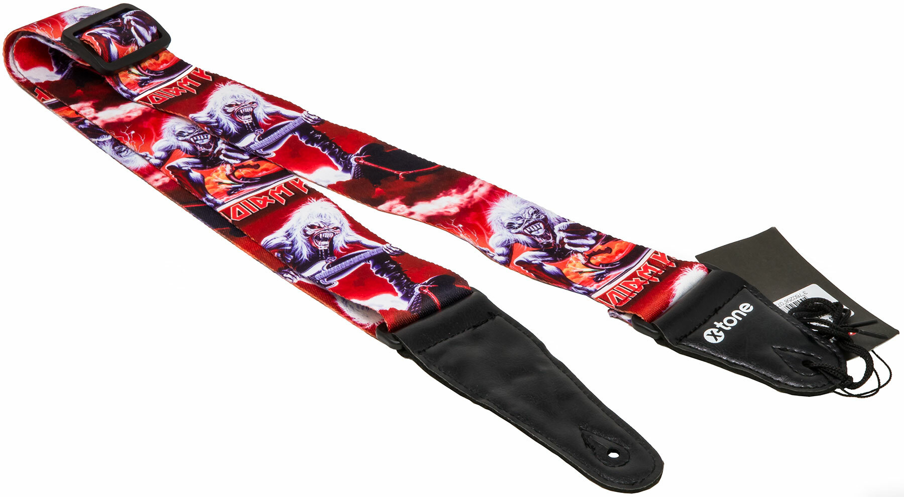 X-tone Xg 3106 Nylon Guitar Strap Skull With Hair Black & Red - Gitarrengurt - Main picture